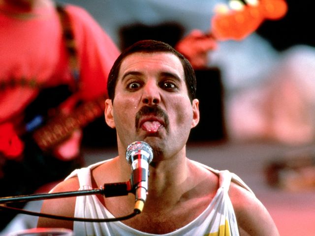 Freddie Mercury during the gig at Lexton Festival in London, 1979.